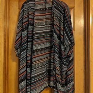 Tribal print long &thin cardigan
